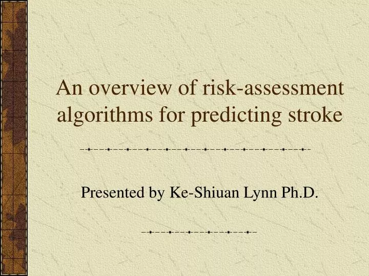 an overview of risk assessment algorithms for predicting stroke