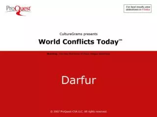 Darfur is a desert region located in the far west of Sudan, the biggest country in Africa.