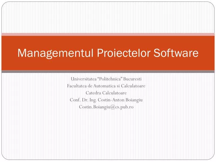 managementul p roiectelor software