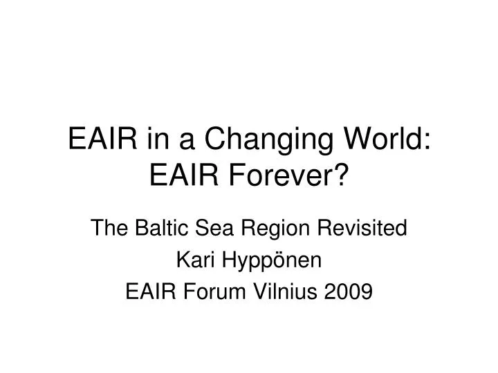 eair in a changing world eair forever