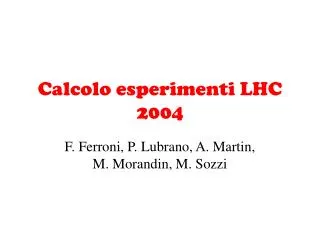 calcolo esperimenti lhc 2004