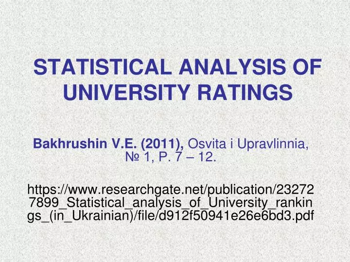 statistical analysis of university ratings
