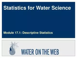 Statistics for Water Science