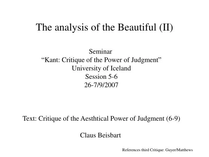 the analysis of the beautiful ii