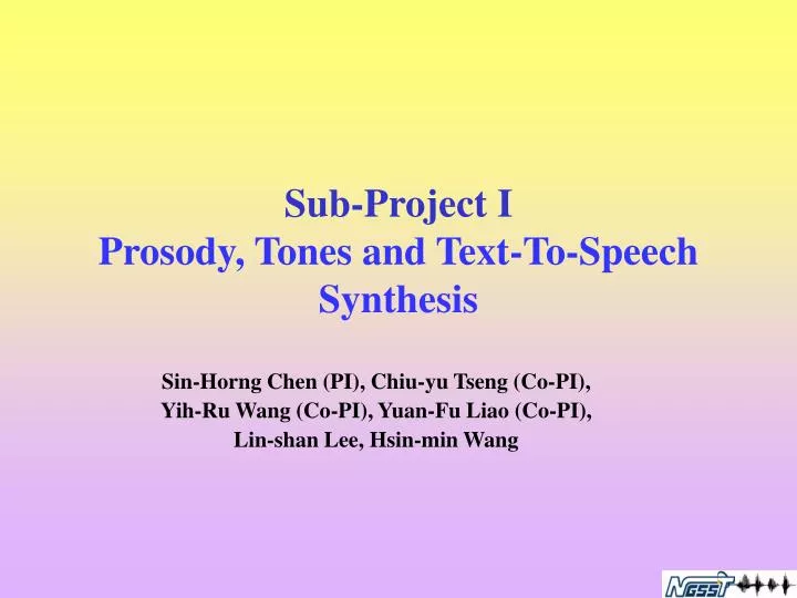 sub project i prosody tones and text to speech synthesis