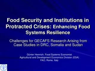 Food Security and Institutions in Protracted Crises: Enhancing Food Systems Resilience