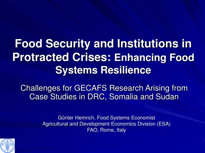 food security and institutions in protracted crises enhancing food systems resilience