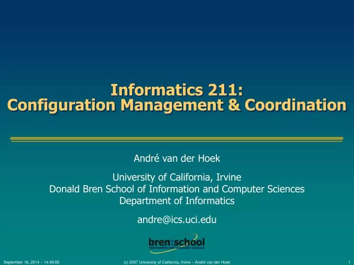informatics 211 configuration management coordination