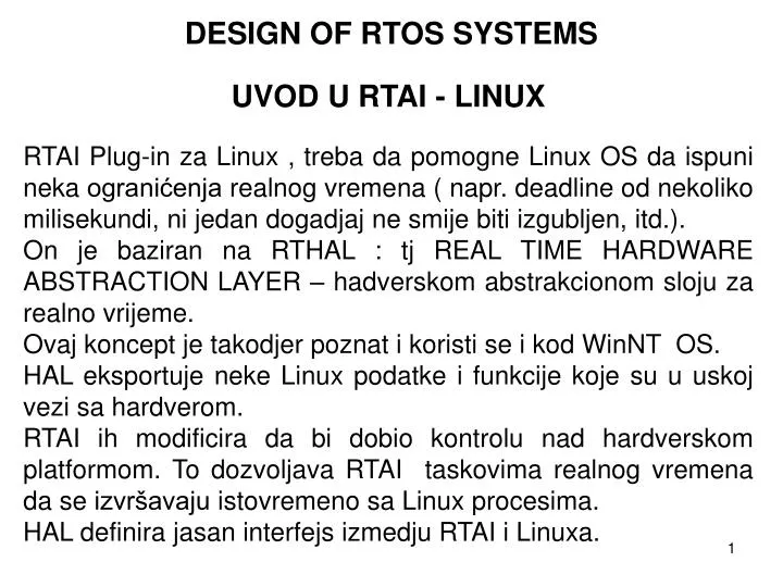 design of rtos systems