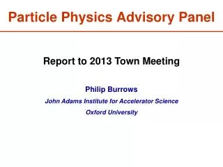 Particle Physics Advisory Panel