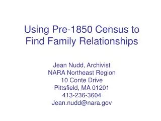 Using Pre-1850 Census to Find Family Relationships