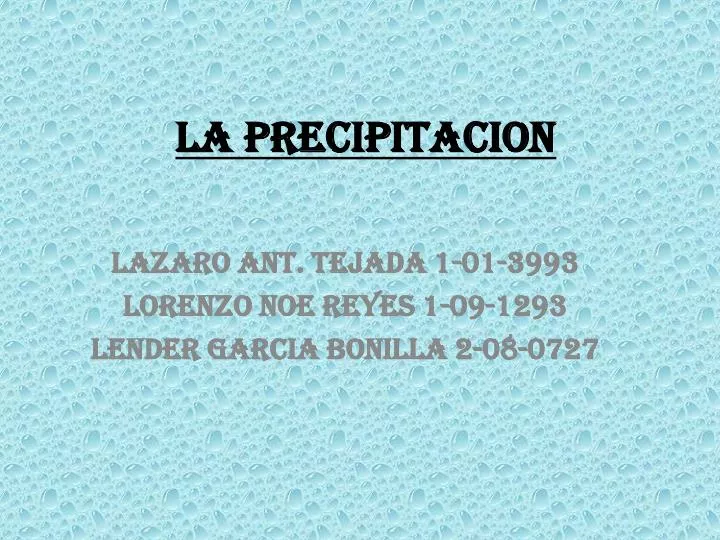 la precipitacion