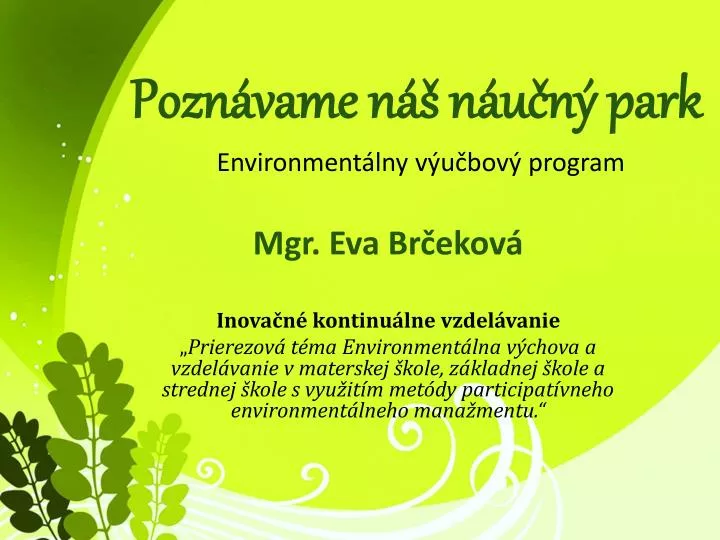 pozn vame n n u n park environment lny v u bov program