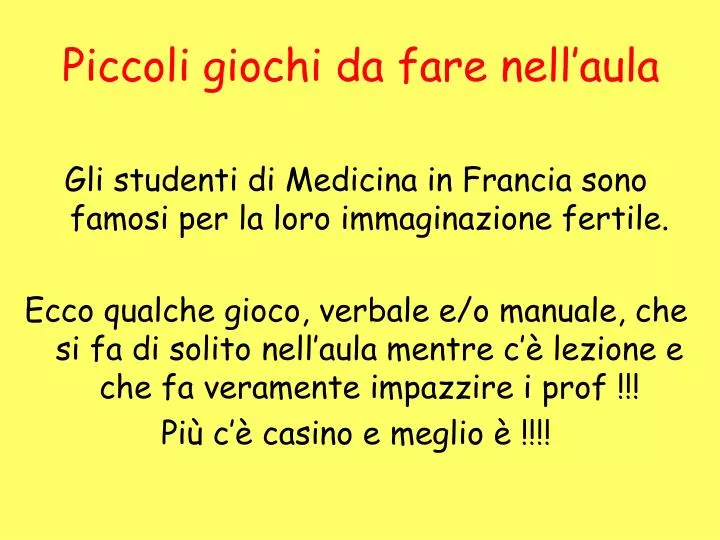 piccoli giochi da fare nell aula