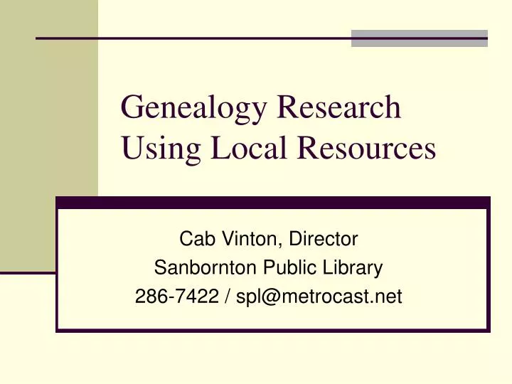 genealogy research using local resources