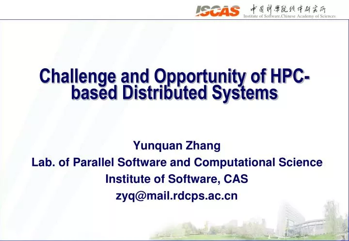 challenge and opportunity of hpc based distributed systems