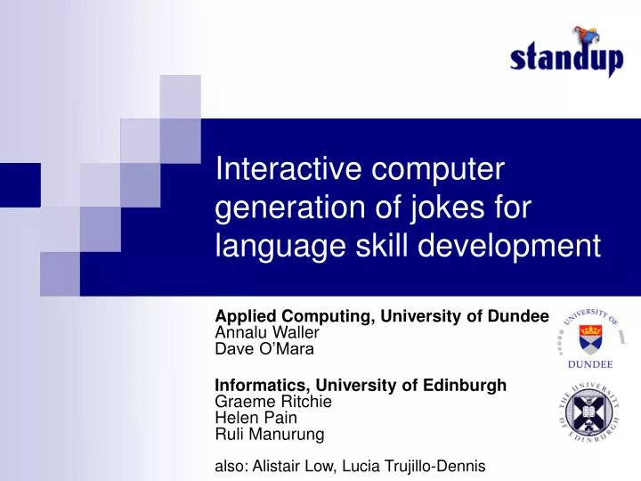 interactive computer generation of jokes for language skill development