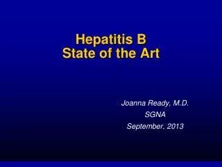 Hepatitis B State of the Art