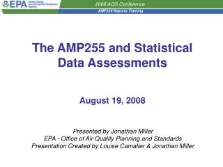 The AMP255 and Statistical Data Assessments August 19, 2008