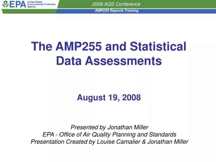 the amp255 and statistical data assessments august 19 2008