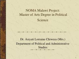 NOMA Malawi Project: Master of Arts Degree in Political Science