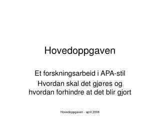 hovedoppgaven