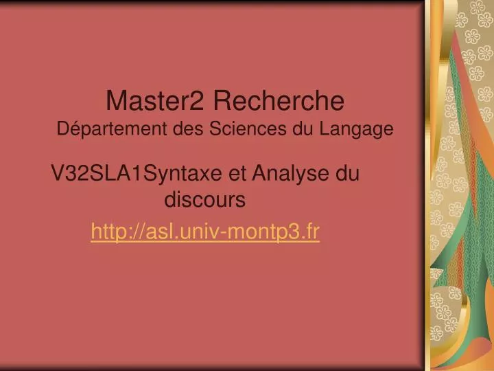 master2 recherche d partement des sciences du langage