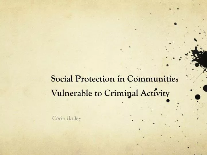 social protection in communities vulnerable to criminal activity