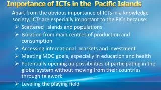 Importance of ICTs in the Pacific Islands