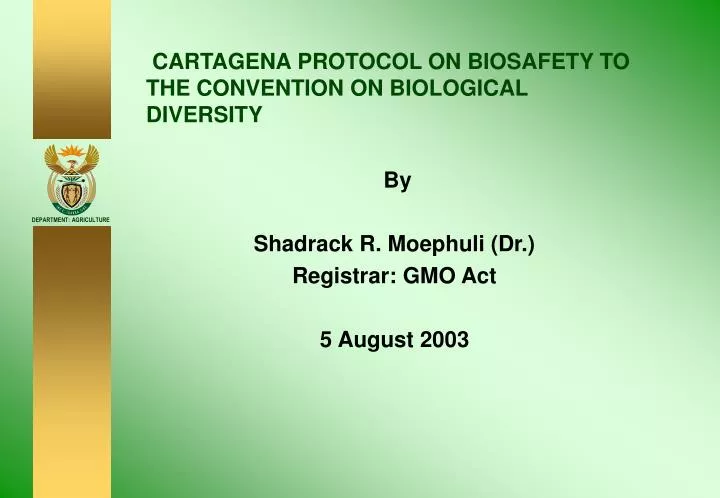 cartagena protocol on biosafety to the convention on biological diversity