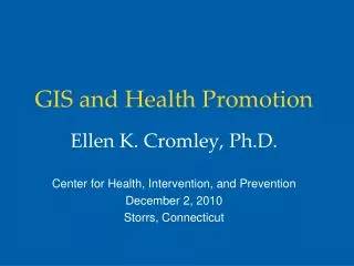 GIS and Health Promotion