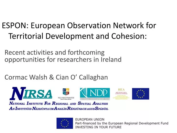 espon european observation network for territorial development and cohesion