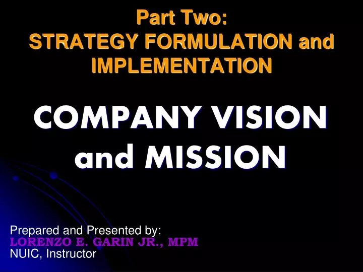 part two strategy formulation and implementation