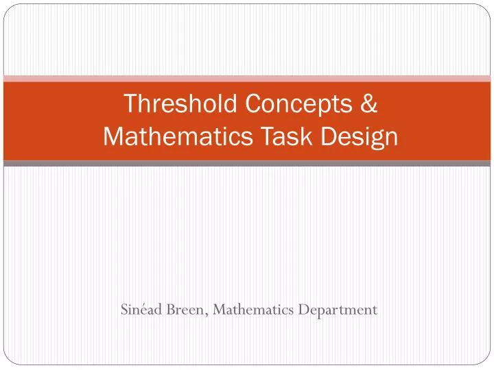 threshold concepts mathematics task design