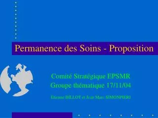 permanence des soins proposition