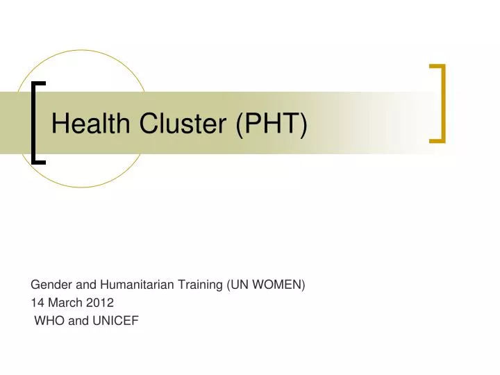 health cluster pht