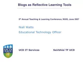 Blogs as Reflective Learning Tools