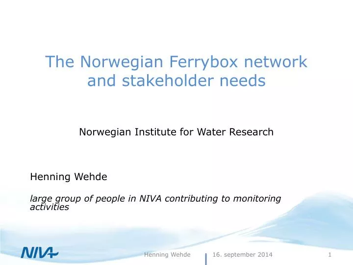 the norwegian ferrybox network and stakeholder needs