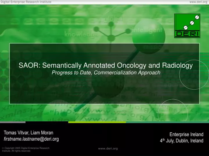saor semantically annotated oncology and radiology progress to date commercialization approach