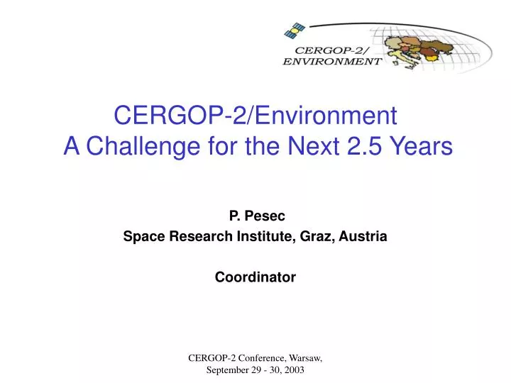 cergop 2 environment a challenge for the next 2 5 years
