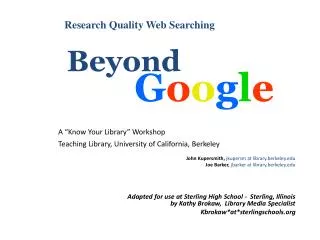 Research Quality Web Searching