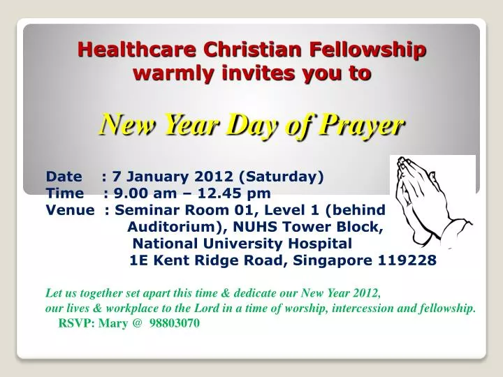 healthcare christian fellowship warmly invites you to new year day of prayer