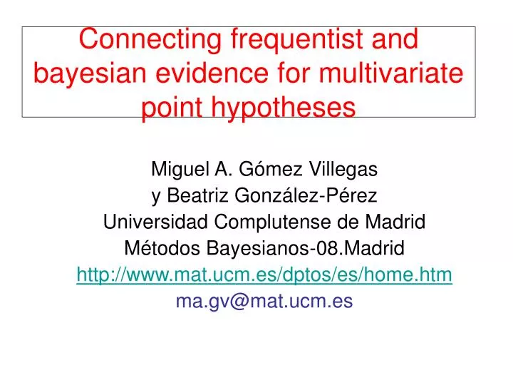 connecting frequentist and bayesian evidence for multivariate point hypotheses