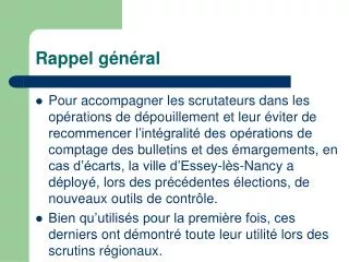 rappel g n ral