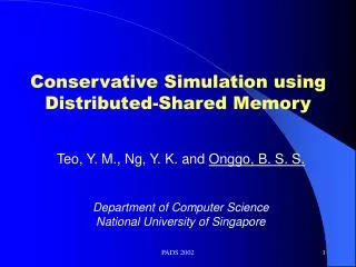 Conservative Simulation using Distributed-Shared Memory