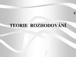 teorie rozhodov n