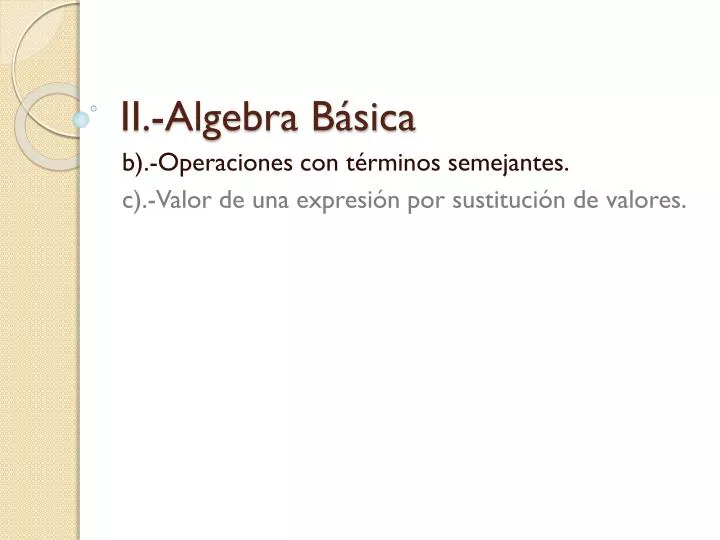 ii algebra b sica
