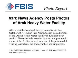 Iran : News Agency Posts Photos of Arak Heavy Water Facility