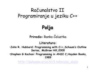 ra unalstvo ii programiranje u jeziku c polja