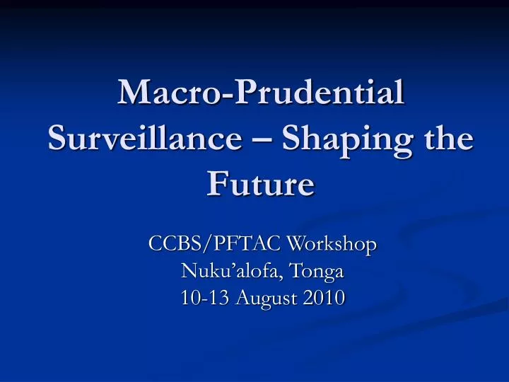 macro prudential surveillance shaping the future